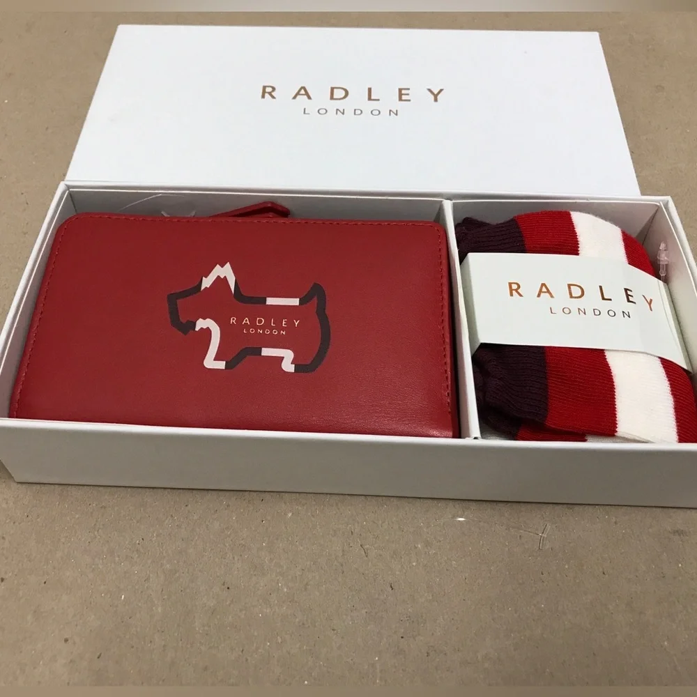 Radley London Shadow Medium Bi-Fold Wallet Red with matching Socks
